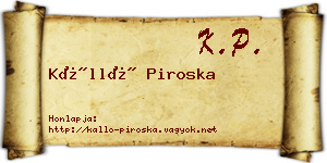 Kálló Piroska névjegykártya