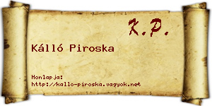 Kálló Piroska névjegykártya